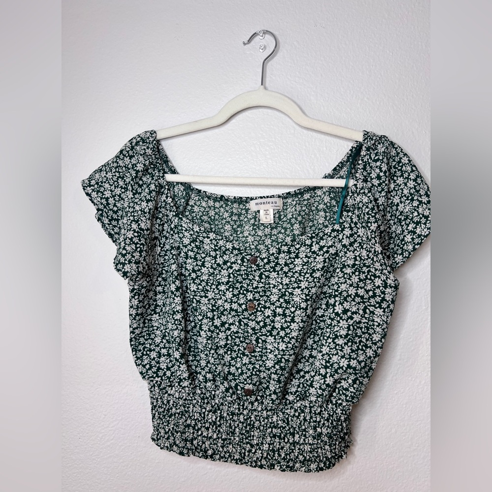 Green Floral Blouse Size L